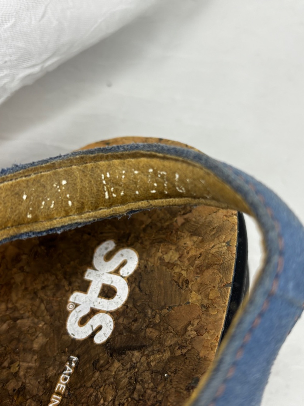 Blue Suede SAS Marina T-Strap Comfort Sandals with Cork Footbed - 8.5 - - Picture 12 of 15